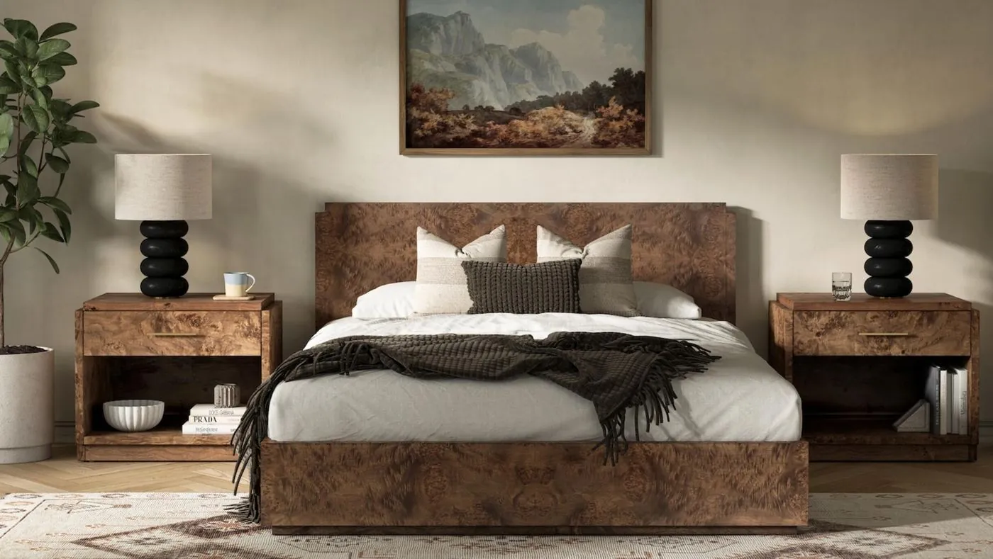 Eight wooden pieces that keep the knots, the cracks and the burl on show, image via Business of Home