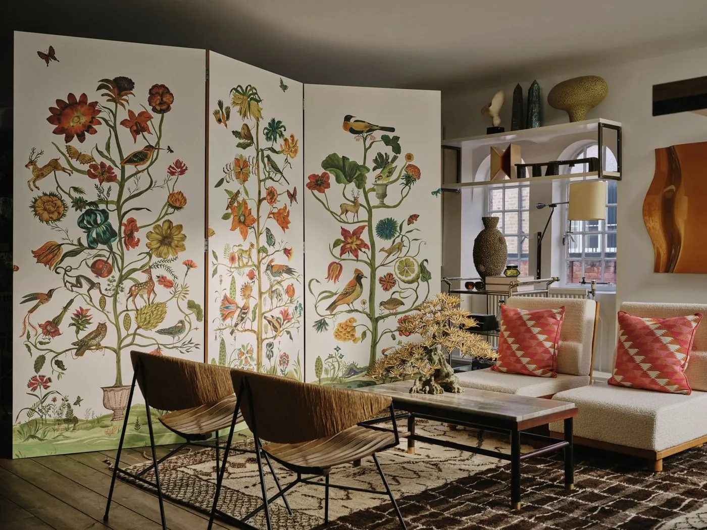 Christopher Farr draws Olaf Hajek's vivid worlds into wallpaper and cloth, image via Christopher Farr Cloth