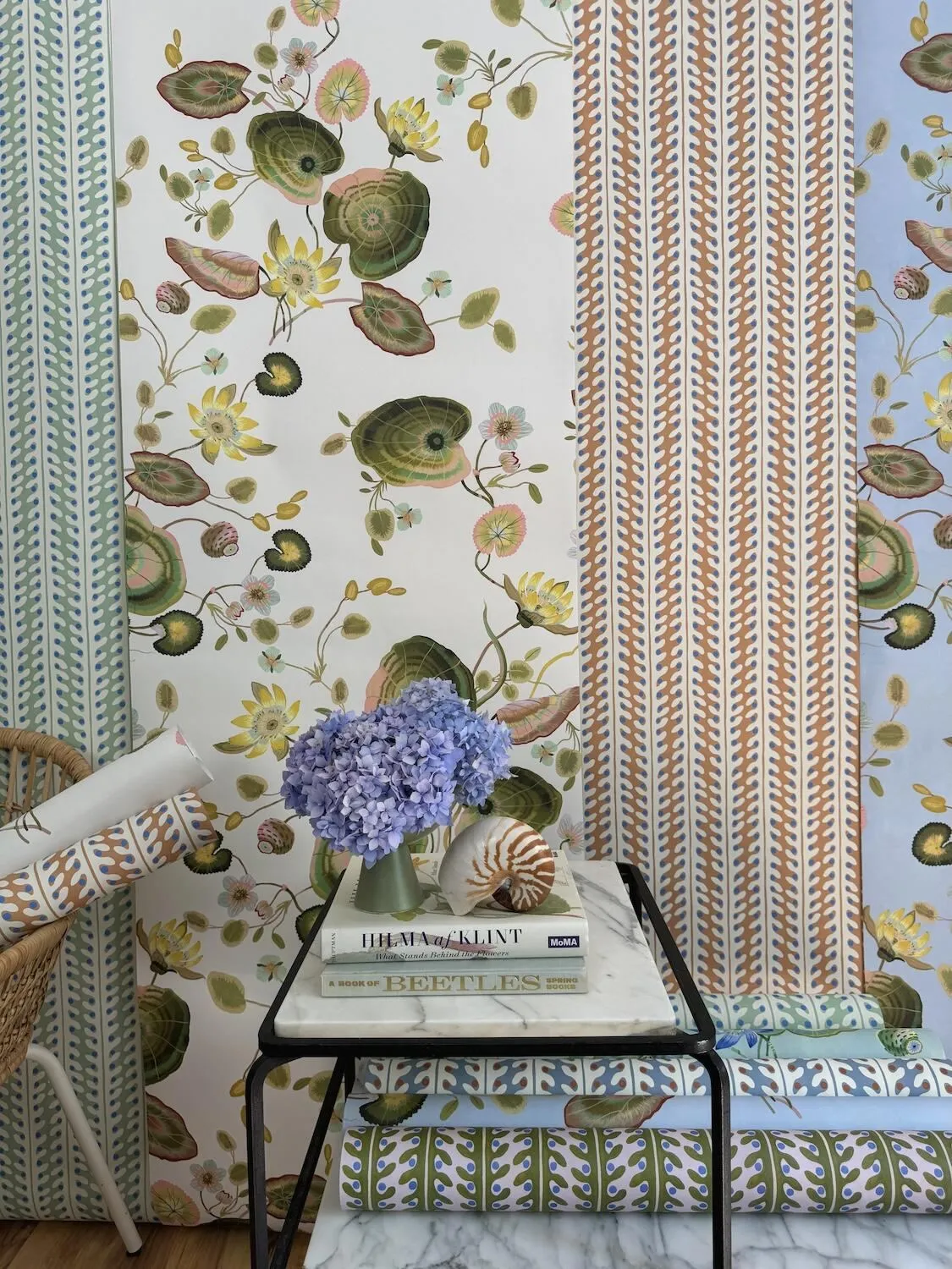 Sarah Gordon's Garden Fresco brings a painter's hand to five walled-garden wallpapers, image via Business of Home