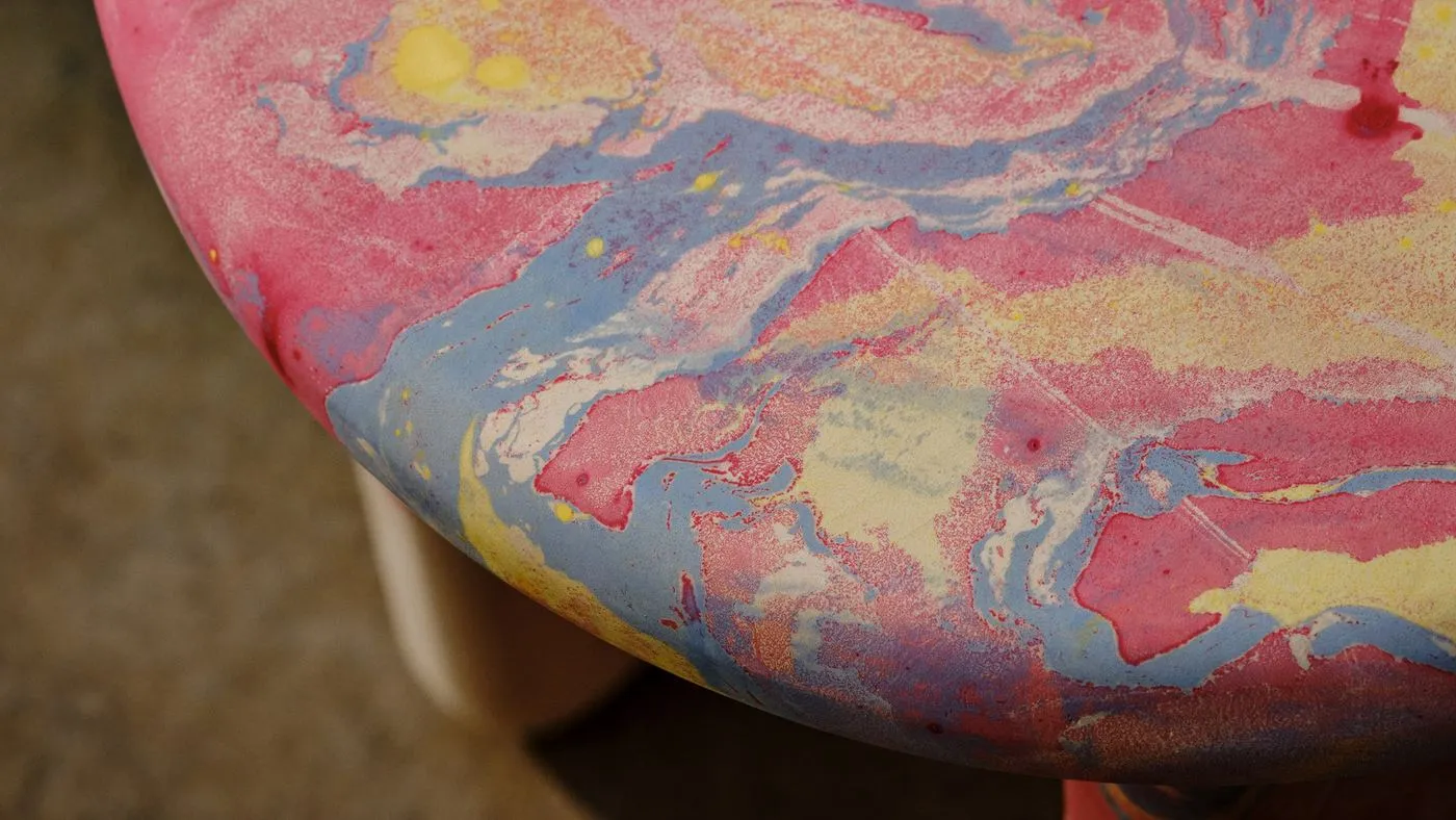 Marbled sycamore: the Tides tables argue wood can do stone's job, image via Dezeen