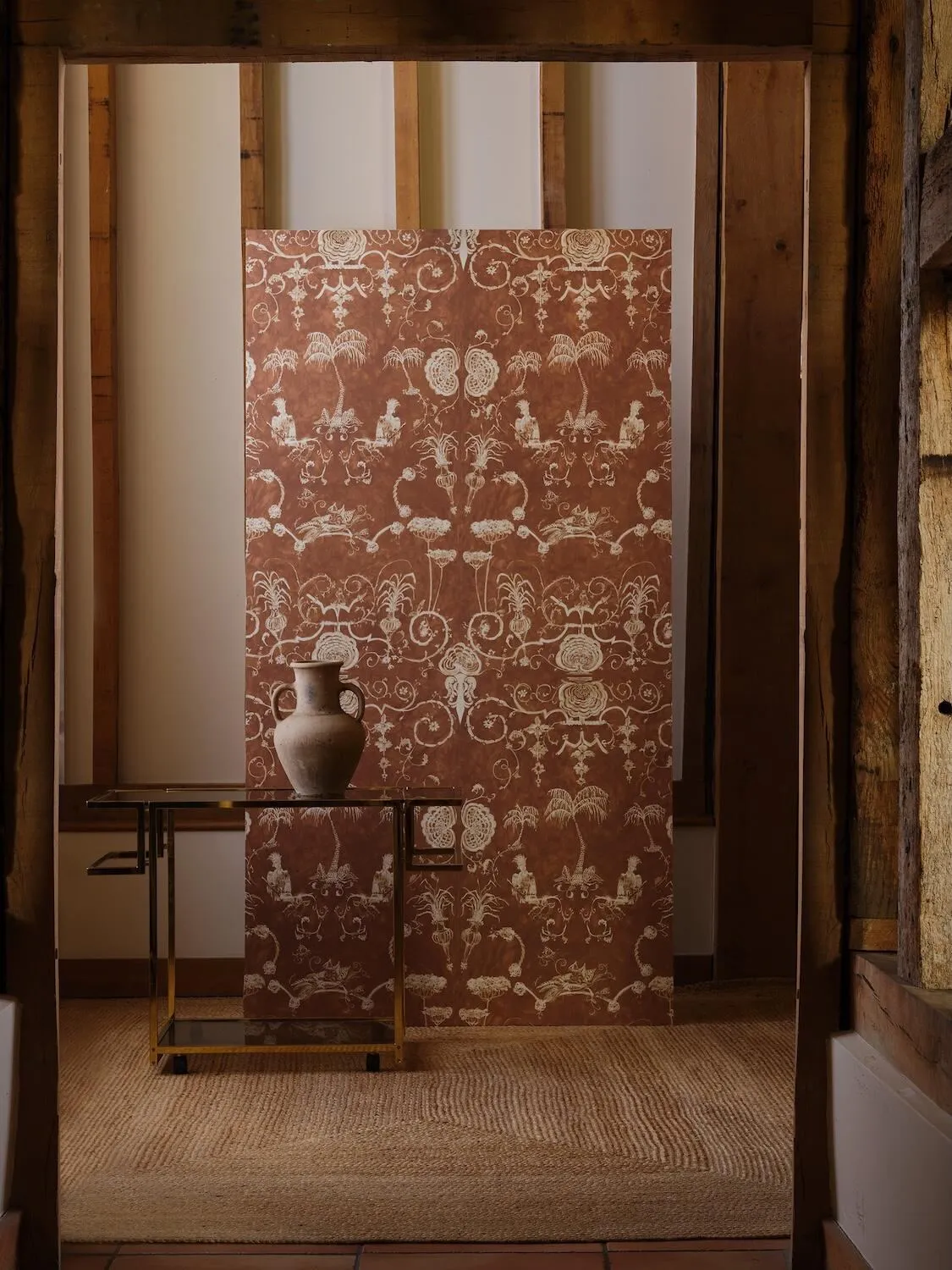 Vanbrugh debuts with Garden of Eden, a hand-painted mural turned wallpaper and cloth, image via Business of Home